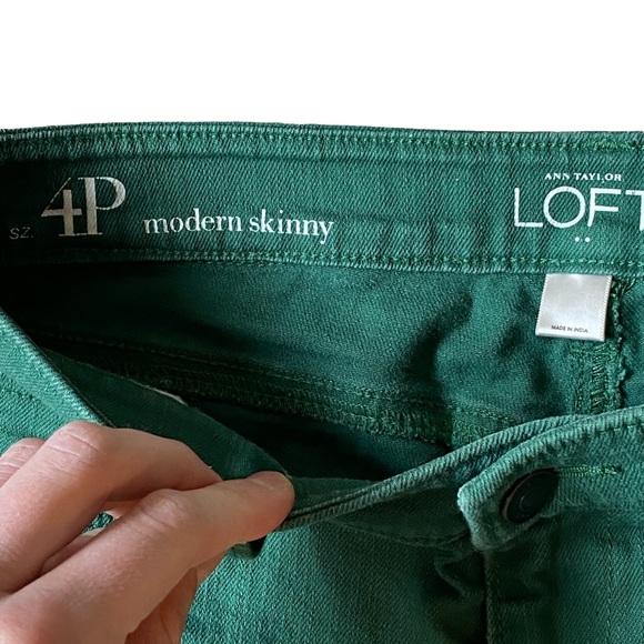 ANN TAYLOR LOFT  | GREEN MODERN SKINNY JEANS  SZ 4P - Picture 8 of 9